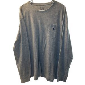 Polo by Ralph Lauren Pocket LS T-Shirt Men's Size Large Gray/Blue Pony Normcore